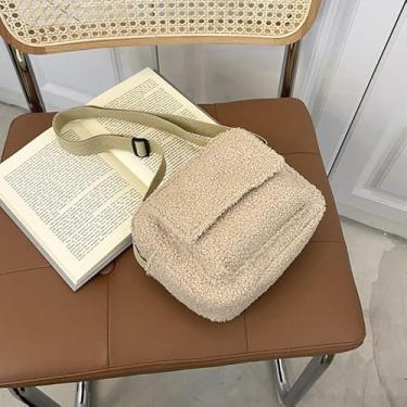 Imagem de Bolsa tiracolo de cor sólida para mulheres – Bolsa de ombro quadrada pequena moderna estilo INS coreano com fecho de zíper, Caqui, Medium, Mochila casual