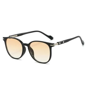 Imagem de Óculos de Sol UV400 - Rebites Ovais com Lentes Degradê Estilo Punk para Homens e Mulheres, Esportes ao Ar Livre, Corrida e Ciclismo, Preto e Laranja