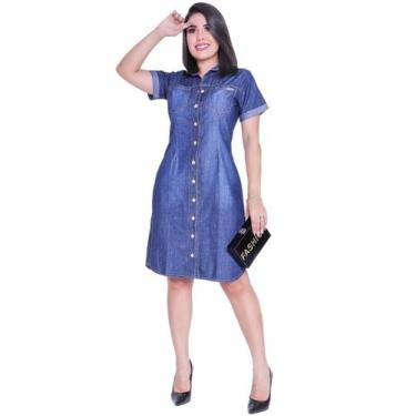Imagem de Vestido jeans feminino vista se com estilo.(ref-1020) - Simarks, Azul,