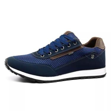 Imagem de Tenis Casual Masculino Jogging Caminhada Dia a Dia - Mk shoes, Azul, 3