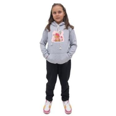 Imagem de Conjunto Infantil Blusa Moletom Canguru Menina Estampa Ursinho e Calça Jogger Com Bolso-Feminino