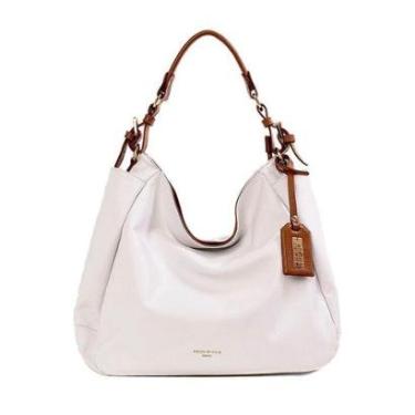 Imagem de BOLSA FEMININA EM COURO TIRACOLO BRANCA COM CARAMELO "JULIANA AMARAL"-Feminino