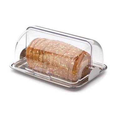 Imagem de Porta Pão Inox Cúpula Acrílico Basculante Vision Multiuso Bolo Boleira