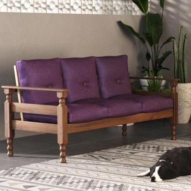 Imagem de Sofá 3 Lugares Madeira Maciça Liz Multimóveis Cr7000 Lilás - MULTIMOVE