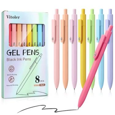 Imagem de Vitoler canetas, 8 canetas de gel de tinta preta, caneta de ponta fina de 0,5 mm, escrita suave, caneta fofa para escritório, escola, material de professor, material de meia para meninas adolescentes