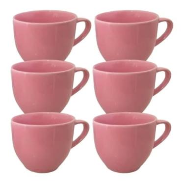 Imagem de Jogo 6 Xícaras Caneca De Porcelana 150ml Alta (Rosa Liso)