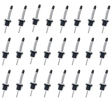 Imagem de 24 Peças de Canudos Azeite em Aço Inoxidável com Bicos Cônicos para Bebidas Tampa Borracha Conjunto Suprimentos Vinagre Vinho Óleo Cerveja Bebida Garr