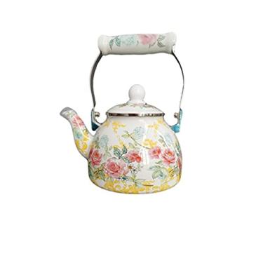 Imagem de Chaleira de chá para fogão, chaleira grande esmaltada, bule floral colorido para casa e escritório, cozinha, presente de inauguração de casa, chaleira (cor: B, tamanho: 1,7l) (B 1,7l)