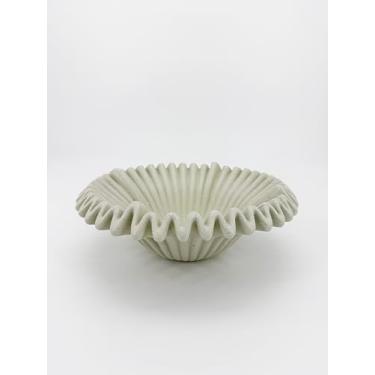 Imagem de Decoração de tigela decorativa grande, tigelas de pedestal recortadas para decoração de casa moderna, decoração de babados, tigela elegante para mesa de entrada, tigela de frutas decorativa para