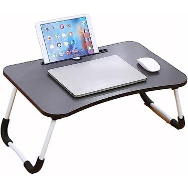 Imagem de Mesa de colo dobrável para tablet multifuncional com bandeja de café da manhã para comer, notebook, leitura, escrita na cama, sofá (preto)