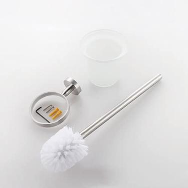 Imagem de Kit de acessórios de banheiro de aço inoxidável, toalheiro de níquel escovado, suporte de papel para escova de vaso sanitário, gancho de roupão, suporte de toalha de papel (suporte de escova de vaso