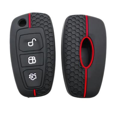 Imagem de Capa de silicone para chave de carro para Ford Fiesta Ranger C-Max S-Max Focus 3 4 Galaxy Mondeo Transit Tourneo Custom MK4 3 botões
