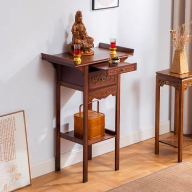 Imagem de Mesa de altar do santuário chinês com armazenamento - Armário de nicho de madeira para queima de incenso, oferta e meditação, 80 cm (31,4") - Ideal para decoração de sala de estar e quarto