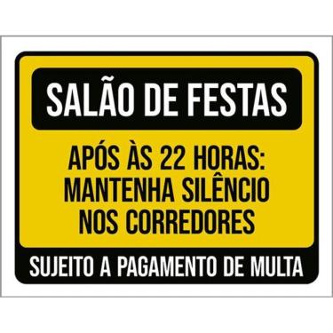 Imagem de Kit 5 Placas Salão Festas Após 22H Mantenha Silêncio 36X46
