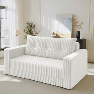 Imagem de HABUTWAY Sofá-cama dobrável, cadeira conversível 2 em 1 com travesseiro, cadeira dobrável portátil com apoio de braço, sofá confortável, sofá preguiçoso para sala de estar, quarto, dormitório