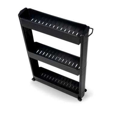 Imagem de Armário Carrinho Organizador Multiuso com Rodinhas Banheiro Lavanderia Cozinha Quarto (Preto)