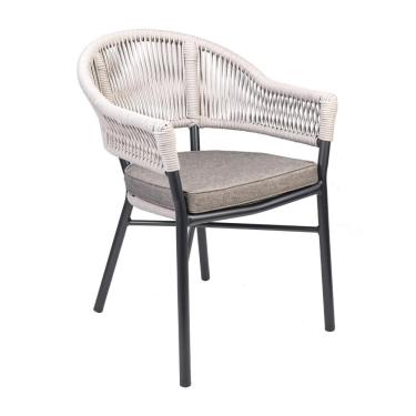 Imagem de Cadeira Área Externa de Alumínio Bear com Corda Naútica Grafite/Amêndoa G56 - Gran Belo