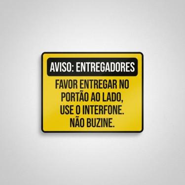 Imagem de Placa Acm Entregadores Entregar Portão Lado Interfone 18X23