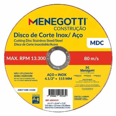Imagem de Disco Corte 50Un Aço Inox 4.1/2 115Mm 13300Rpm Mdc Menegotti