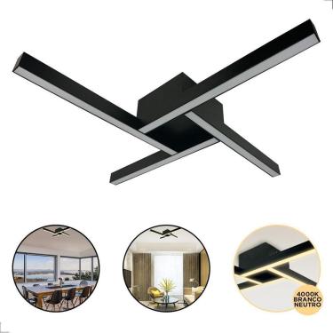 Imagem de Lustre Plafon Maze Moderno Led 4000K Luz Quente Preto Bivolt