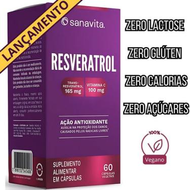 Imagem de Antioxidante com Vitamina C - Resveratrol Vegano 60 Cápsulas Sanavita,