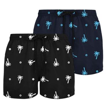 Imagem de Kit 2 Shorts Masculinos Plus Size Estampados Tectel Secagem Rápida Dia a Dia-Masculino