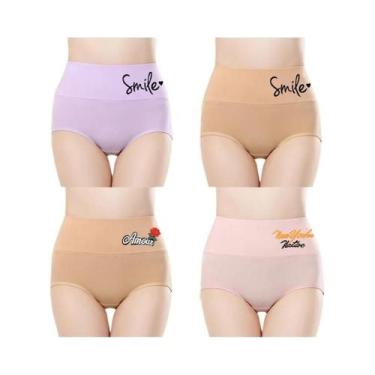 Imagem de Conjunto De Calcinhas De Algodão De Cintura Alta plus Size Para Mulher