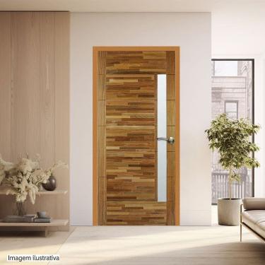 Imagem de Folha de Porta Madeira Maciça Angelim 210x62x3,3 Parquet Horizontal Vl Natural