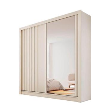 Imagem de Guarda Roupa Ripado Com Espelho 2 Portas - Lugano-off White - Made Marcs