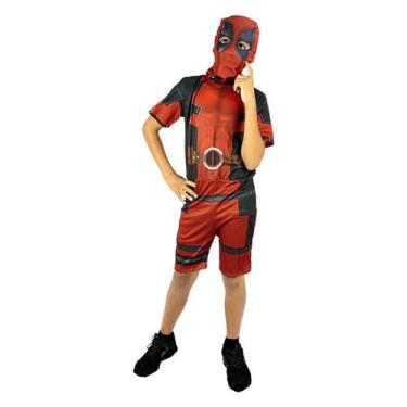 Imagem de Fantasia Deadpool Infantil Curta Com Gorro - Fantasias Carol EF, M 7 -