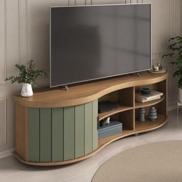 Imagem de Rack De Sala Para Tv 75 Artely Magnum Carvalho Off White Menta