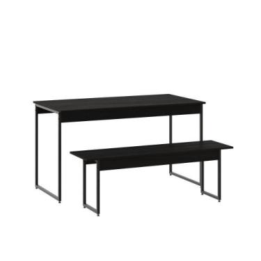 Imagem de Mesa De Jantar Com 1 Banco Estilo Industrial Tub Preto ônix / Est.pret