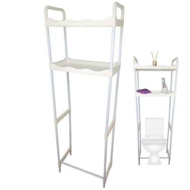Imagem de Rack Estante Banheiro Su Org 4 2 Prateleiras Aço 51cm Branco e Off-White