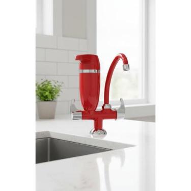 Imagem de Torneira Cozinha Bancada C/ Filtro - Vermelha Elegante - Congratulatio
