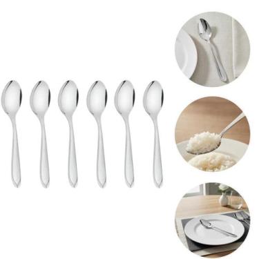 Imagem de Jogo 6 Talheres De Mesa Inox Reforçado Cozinha Restaurante Buffet Marm