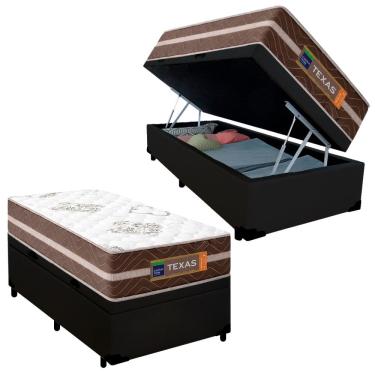 Imagem de Cama Box Baú Solteiro Sintético + Colchão Molas Ensacadas Texas Prime Colchões 88cm - S...