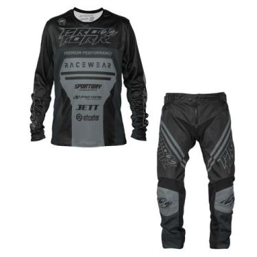 Imagem de Kit Motocross Infantil Pro Tork Brave Camisa + Calça, CINZA, 12 - 16