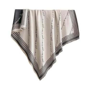 Imagem de Cachecol Feminino De Inverno Quente Em Cashmere Com Estampa Pied-de-Po