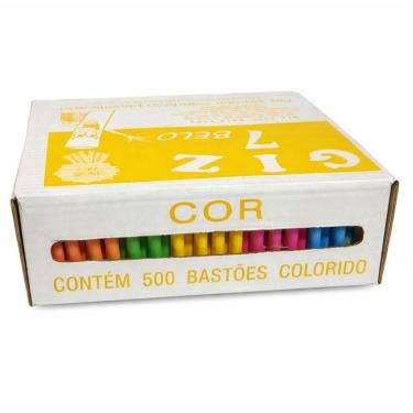 Imagem de Giz Escolar Plastificado 500 Unidades Colorido - Sete Belo