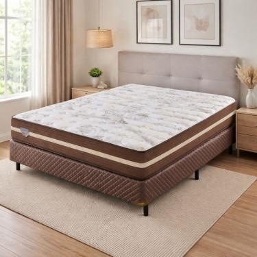 Imagem de Conjunto Base Box Casal Com Colchão High Quality Ecoflex Marrom