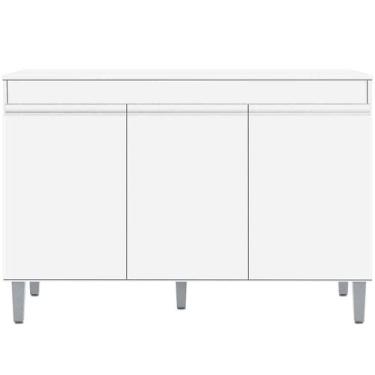 Imagem de Balcão de Pia para Cozinha 120 cm 3 Portas Kadu Branco - AJL, Branco