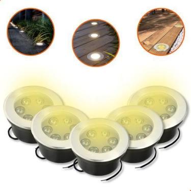 Imagem de 5 Balizador De Solo Led Chão Jardim 5w Embutir Blindado - VLED, 3000k 