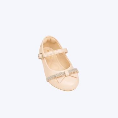 Imagem de Sapato Laço Strass Infantil Feminino Pampili 0401052000 Branco, Nude, 