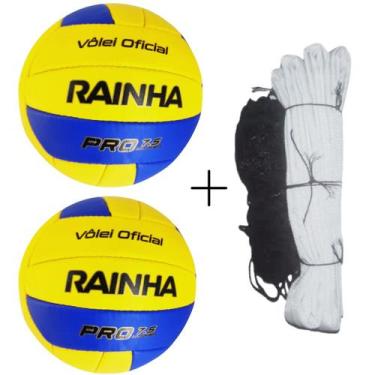 Imagem de Kit 02 Bola De Vôlei Rainha Oficial PRO 7.5+Rede Vôlei Master Rede Sed