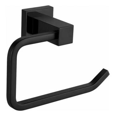 Imagem de Porta Papel Higiênico Modelo Quadrado Com Dupla Fixação Preto Fosco Bl