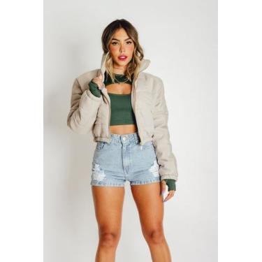 Imagem de Jaqueta Puffer Cropped Barcelona Casaco Feminino Frio Inverno - In Lov
