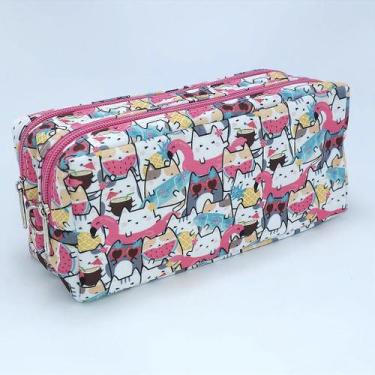 Imagem de Estojo Duplo Alto - Estampa de Gatinho para Organização e Estilo - Fra