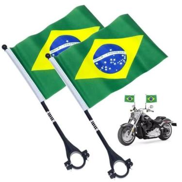 Imagem de Bandeira do Brasil Poliester com Haste Para Moto - DONA MIRINHA, 2 uni