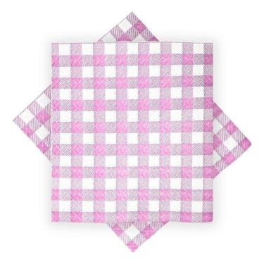 Imagem de Guardanapo De Papel Xadrez Rosa 30cm X 31cm - 50 Unidades