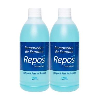 Imagem de Kit 2 Removedor de Esmalte Solução à Base de Acetona 500ml Repos Cosmé
